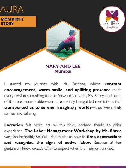 Mary from Mumbai talks about how our Labor Management Workshop taught her to recognize the signs of active labor, giving her the knowledge and confidence she needed when the moment arrived.