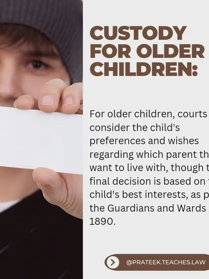 The court may consider the preferences of older children in custody decisions. I explain how a child's wishes are taken into account while still prioritizing their overall best interests.