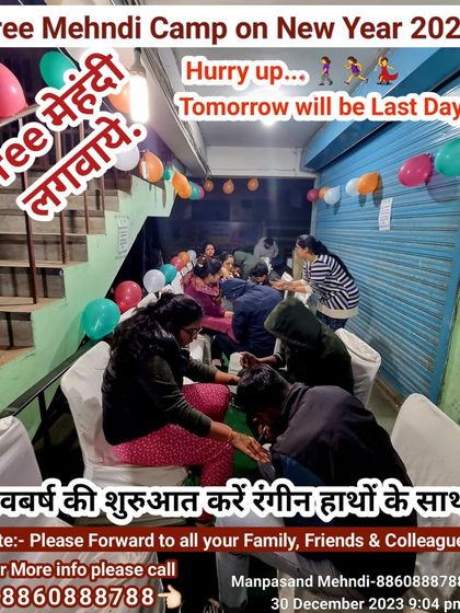 A poster from our free mehndi camp. We believe in celebrating with our community and often host such events.