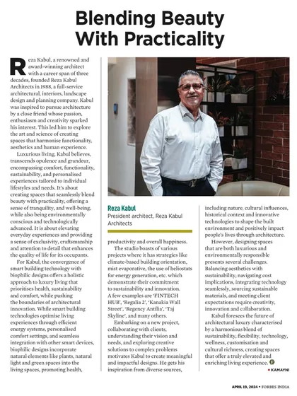 Honored to be featured in Forbes India, where I discuss the convergence of smart building technology with biophilic designs to create holistic living experiences.