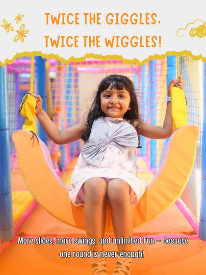 Twice the giggles, twice the wiggles. This little girl on the swing is the perfect picture of happiness.