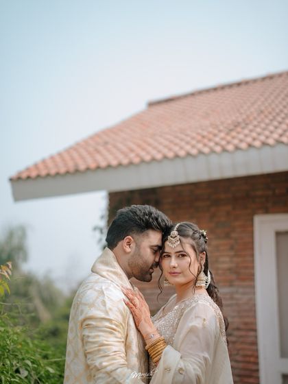 An intimate and romantic close-up from Himanshu and Anchal's engagement, capturing the deep connection they share.