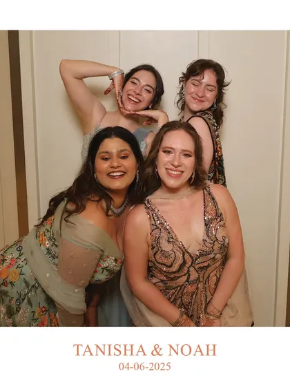 A candid moment of laughter and friendship from Tanisha & Noah's sangeet. Our booth is all about capturing the real, unposed interactions that make a celebration memorable.
