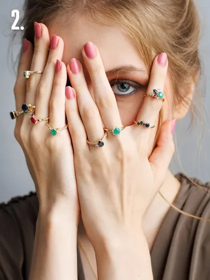 Jewellery photography is a game of control. This shot focuses on capturing the delicate details of multiple rings while maintaining soft light and clean skin tones. Every angle and hand posture is deliberately chosen to make the pieces feel significant and desirable.