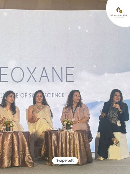 On a panel at the Teoxane India launch, discussing their range of advanced fillers and skin boosters. This event represented the intersection of Swiss precision and Indian aesthetic expertise.