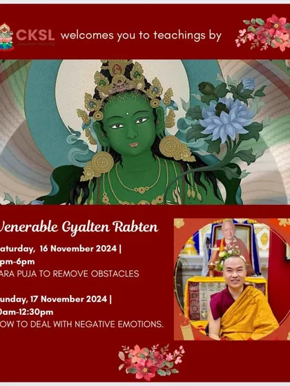 Participate in powerful practices like the Tara Puja, led by our venerable teachers. This devotional practice is dedicated to Tara, the embodiment of compassion and protection, helping to remove obstacles and clear the path for spiritual and worldly success.