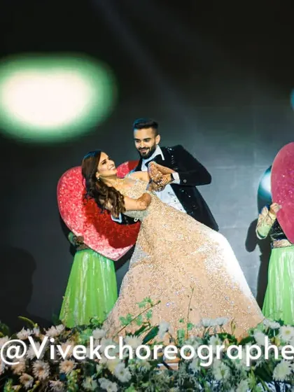 A classic romantic dip. We choreograph these picture-perfect moments into every couple's dance, ensuring they have beautiful photos to remember their performance.
