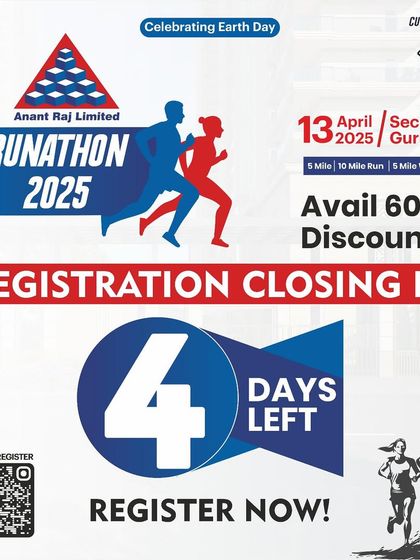 4 days left to register for the Anant Raj Runathon and avail a 60% discount.