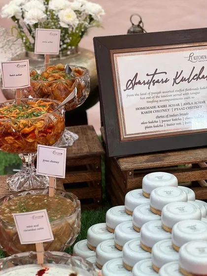 Our live Amritsari Kulcha station, complete with a variety of chutneys and pickles for guests to customize their meal.