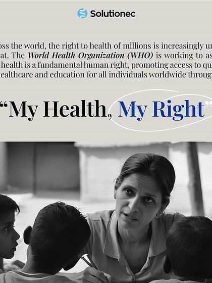 We stand with the World Health Organization in asserting that health is a fundamental human right. This image of a healthcare worker educating children in a rural community represents the global effort to bring quality care to everyone.