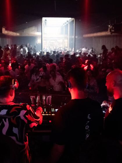 The three of us commanding a packed room at Diaz, Goa. The energy of a B2B set is different, a combined force driving the night forward.