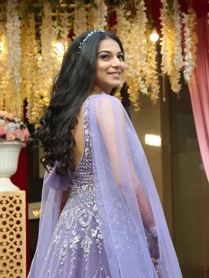 Dolled up my bestie for her engagement. She looked like a princess in this lavender gown with a sparkling cape, and we kept her makeup soft and dreamy. 💕