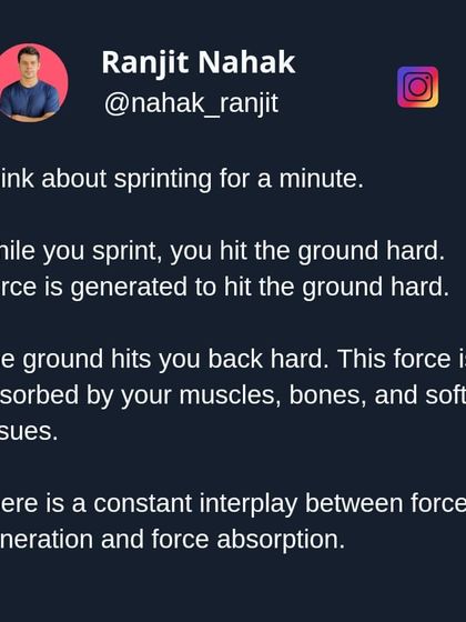 Think about sprinting. You generate force to hit the ground, and you absorb the force the ground hits you back with. This constant interplay is what we train for.