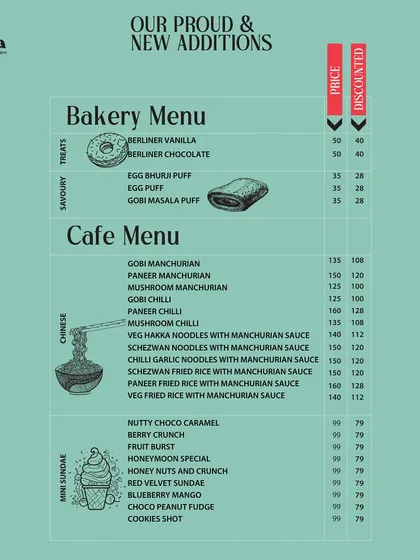 Check out our cafe menu at RT Nagar. We've added new items like Gobi Manchurian, Hakka Noodles, and a variety of mini sundaes to make your visit even more delicious.