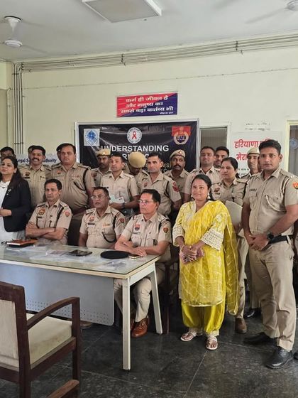 A workshop on Transgender Rights in India, where I stand with police officers and community members. Sensitizing law enforcement is a crucial step towards ensuring the rights and dignity of the transgender community are protected.