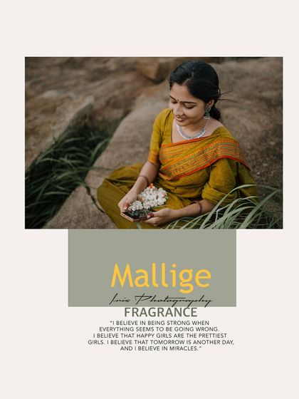 A simple, elegant portrait from the "Mallige" series, focusing on the model holding flowers. This type of shot is perfect for beauty and lifestyle portfolios.