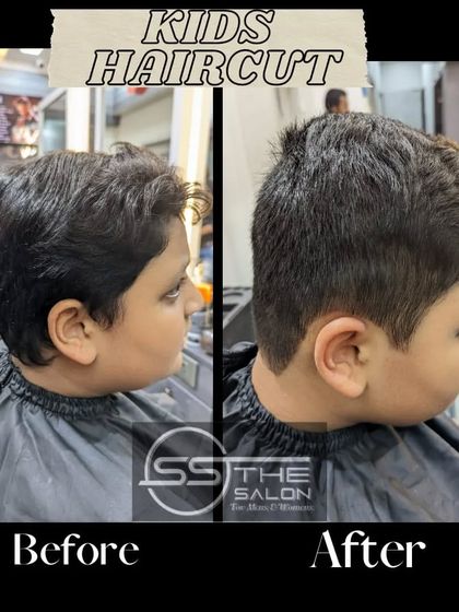 A great back-to-school look. This before and after shows a neat and tidy haircut that's perfect for any young student.