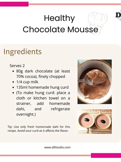 Who says you have to give up dessert to be fit? This healthy chocolate mousse recipe is proof that you can enjoy delicious treats. My nutrition plans focus on balanced, homemade food that you love to eat.