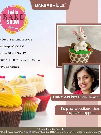 An announcement for my free live demo on making a woodland-themed cupcake topper. I love showing how easy it is to make this cute little rabbit.