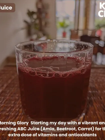 Here is another look at my morning ABC juice. This vibrant drink is my go-to for an extra dose of vitamins to kickstart my day. It's a simple habit that makes a big difference in how I feel.
