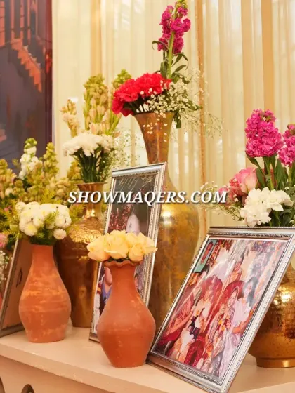 We add personal touches by creating displays with the couple's photos amidst the decor, telling their story throughout the venue.