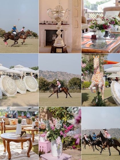 A collage from a unique wedding event: a polo match in Jaipur. This shows how I capture not just the ceremonies, but the entire experience of a destination wedding.
