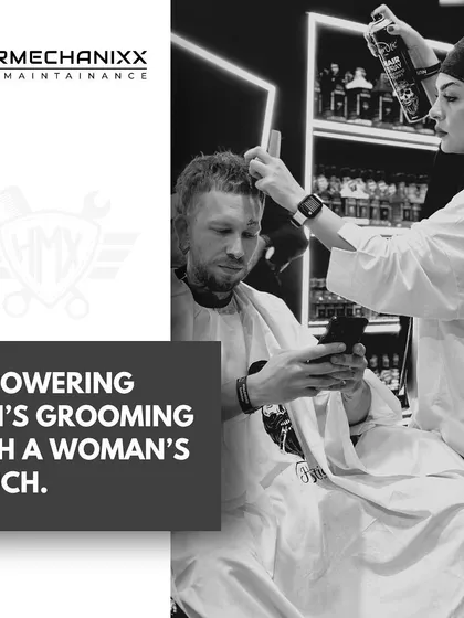 Empowering men's grooming with a woman's touch. Our female barbers are not just cutting hair; they are shaping confidence and redefining style.
