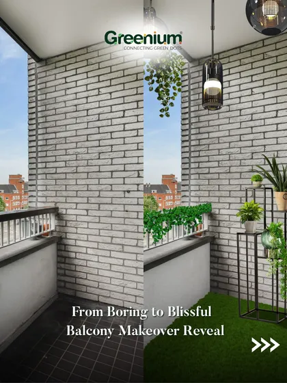 Another balcony makeover reveal, showing how we turned a boring brick wall and dark floor into a blissful green corner. The addition of artificial grass and a modern plant stand makes the space feel brighter and more alive.
