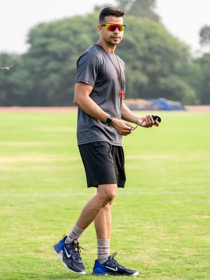 Walking the field, observing and planning the next phase of the session.