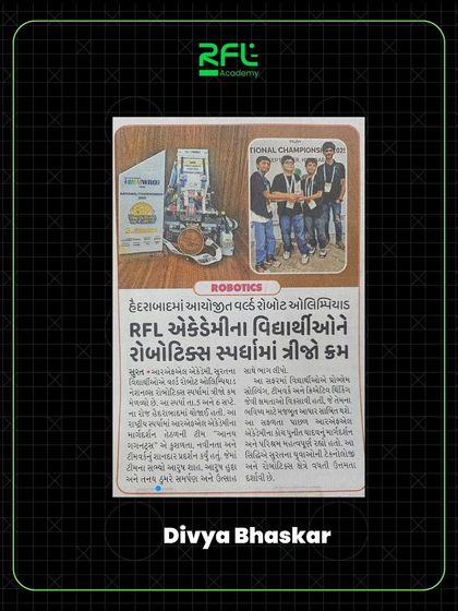 Our team's bronze medal win at the World Robot Olympiad made headlines in the Divya Bhaskar newspaper, highlighting their national achievement.