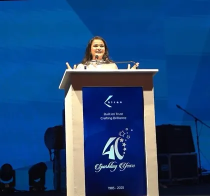 A front-facing shot from the lectern at the Kiran Gems 40th-anniversary event. My goal is to host with energy and passion, no matter the occasion.