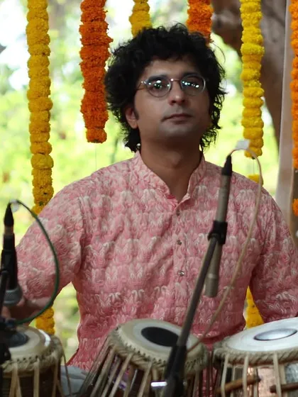Playing at the Vasant Utsav in Pune, accompanying Sounak da. The outdoor setting at the Empress Botanical Garden was absolutely beautiful.