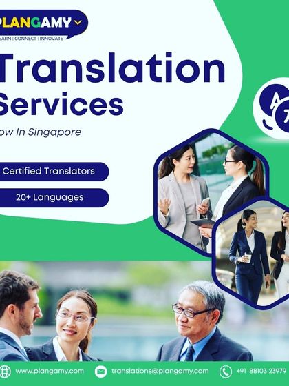 This image highlights the expansion of our certified translation services to Singapore, covering over 20 languages. The visuals of business professionals underscore our commitment to helping companies communicate effectively across the globe.