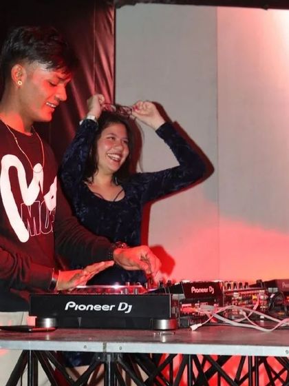 A great candid of me and a fan enjoying the music together at the console.