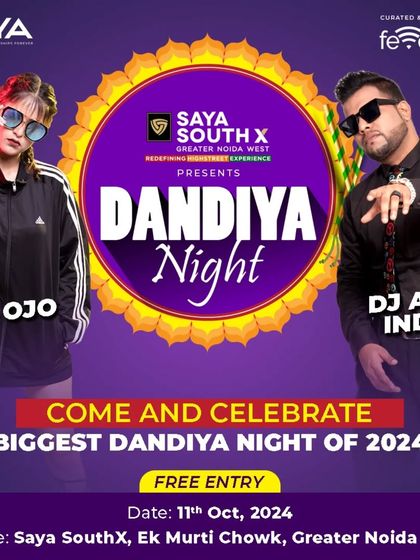 Get ready to dance at the Biggest Dandiya Night of 2024 with DJ Ojo and DJ Abhi India. This event at Saya South X is free for all, and we invite everyone to come and make unforgettable memories.
