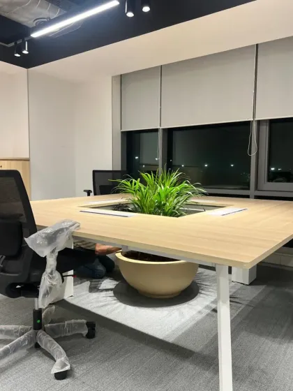 Our custom solutions include unique statement pieces like this integrated conference table planter. It is a functional and beautiful design element that brings life and a point of discussion to a key collaborative space.