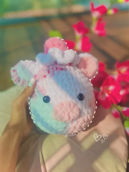 Meet the ice cream cow, a custom creation with strawberry and vanilla vibes. I can make these in any color combination you can think of.
