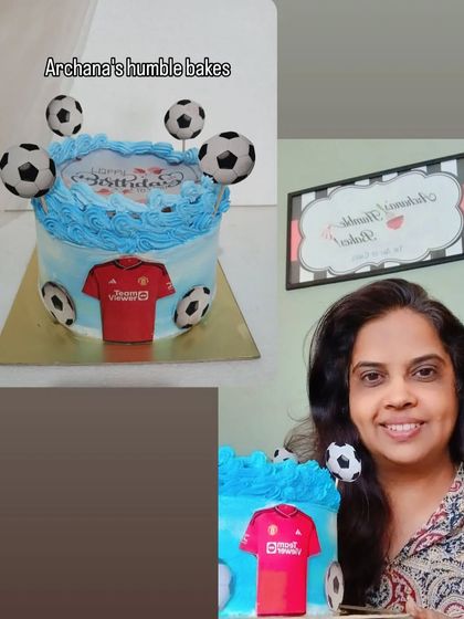 A football-themed cake with a fun "blow" feature.