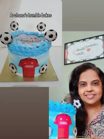 A football-themed cake with a fun "blow" feature.