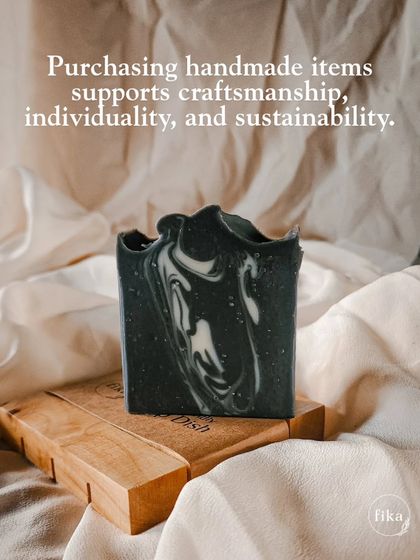 Purchasing handmade items supports craftsmanship and sustainability. This single bar, with its elegant black and white swirl, represents my belief in creating unique, ethical, and plant-based products.