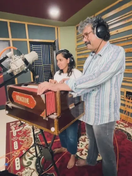A fun moment with my mentor Praveen D Rao at the harmonium. Learning and creating with him is always a joy.