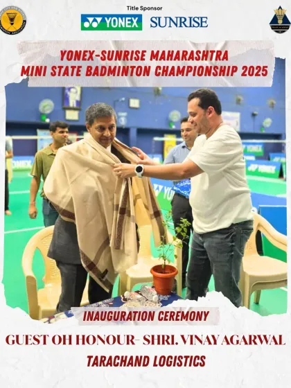 Shri. Vinay Agarwal of Tarachand Logistics, a long-standing contributor, is felicitated for his support. Recognizing and appreciating partners is key to building a sustainable ecosystem for badminton tournaments.