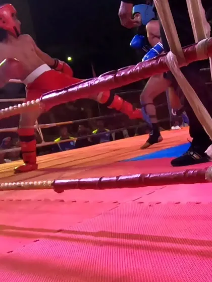 Another action shot of a leg kick from the low kick final.