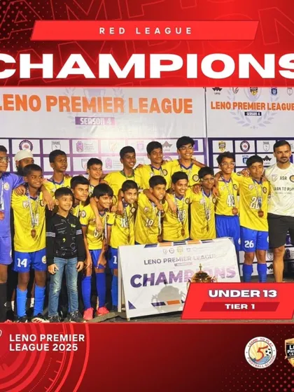 Our Under-13 team celebrating their championship win in the Red League of the Leno Premier League 2025, which earned them a spot in the Mega Finale.