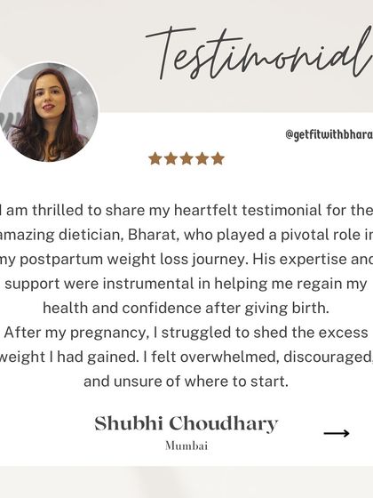 I'm so happy I could help Shubhi on her postpartum weight loss journey when she felt overwhelmed and unsure where to start.