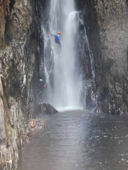 This is Knotty Canyon in Wayanad, a place we discovered. We were the first humans to stand on the ledge between the second and third waterfalls.