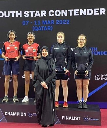 A historic moment as Yashaswini Ghorpade and her partner become the first-ever gold medalists for India at a WTT Youth Star Contender, winning the U-19 girls' doubles in Doha.
