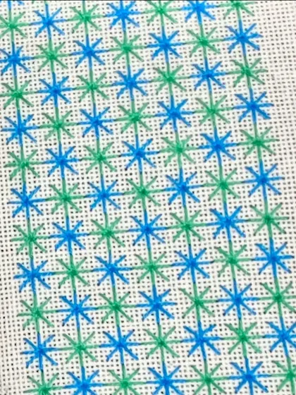Another look at the star-stitch sampler. My classes are a space to be creative and connect with your inner artist.