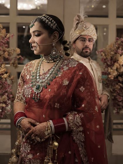 A beautiful couple portrait. The bride's makeup is soft yet defined, ensuring she looks like the best version of herself next to her groom.