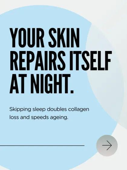 Your skin repairs itself at night while you sleep. Skipping sleep or having poor sleep quality disrupts this crucial process, which can double collagen loss and speed up the aging process.